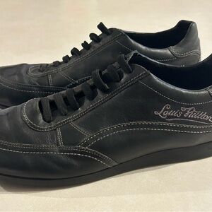 LOUIS VUITTON Size 11 Black Leather Lace Up Sneakers
